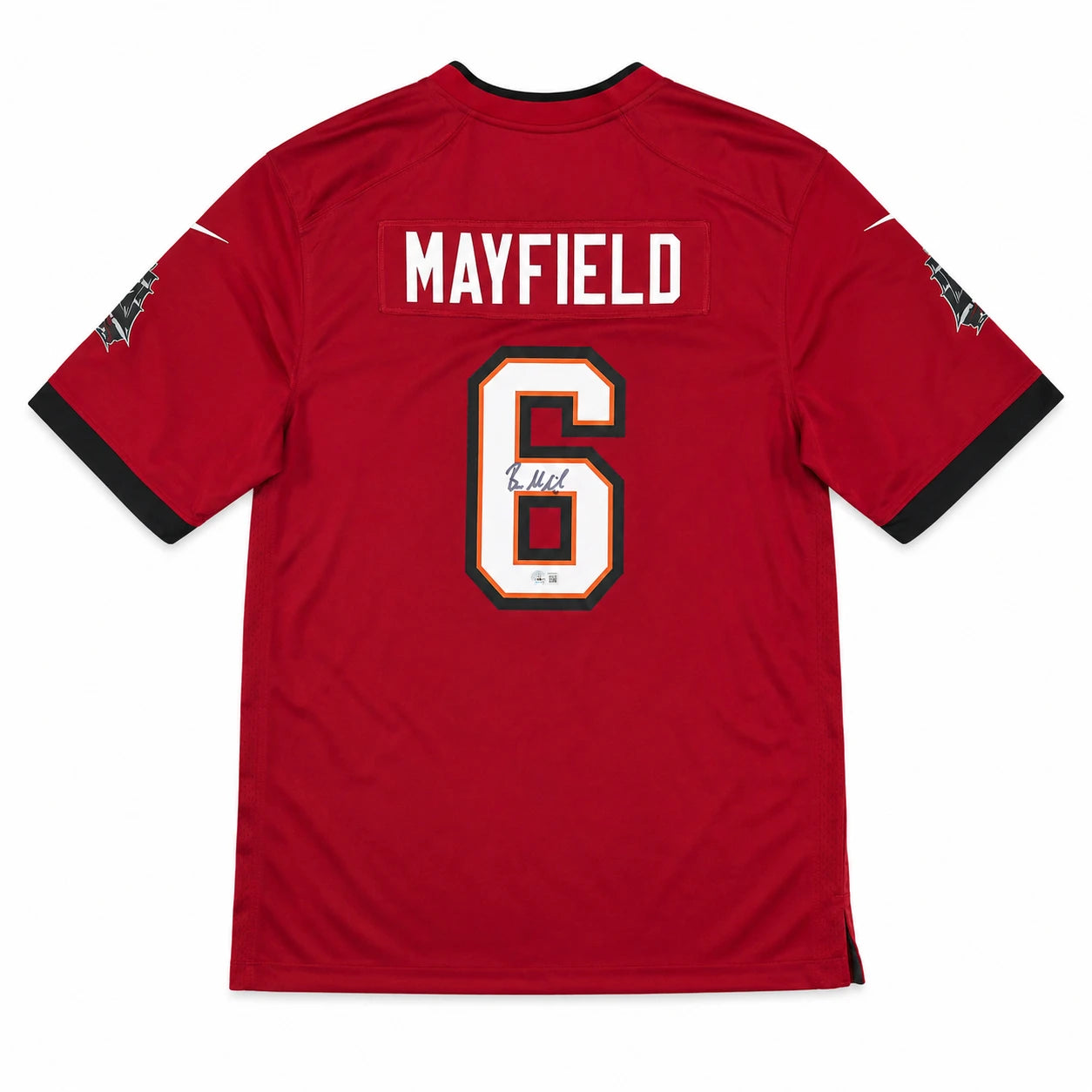 Tampa Bay Buccaneers Baker Mayfield Autographed Red Nike Jersey Size L Beckett BAS Witness #1W638423
