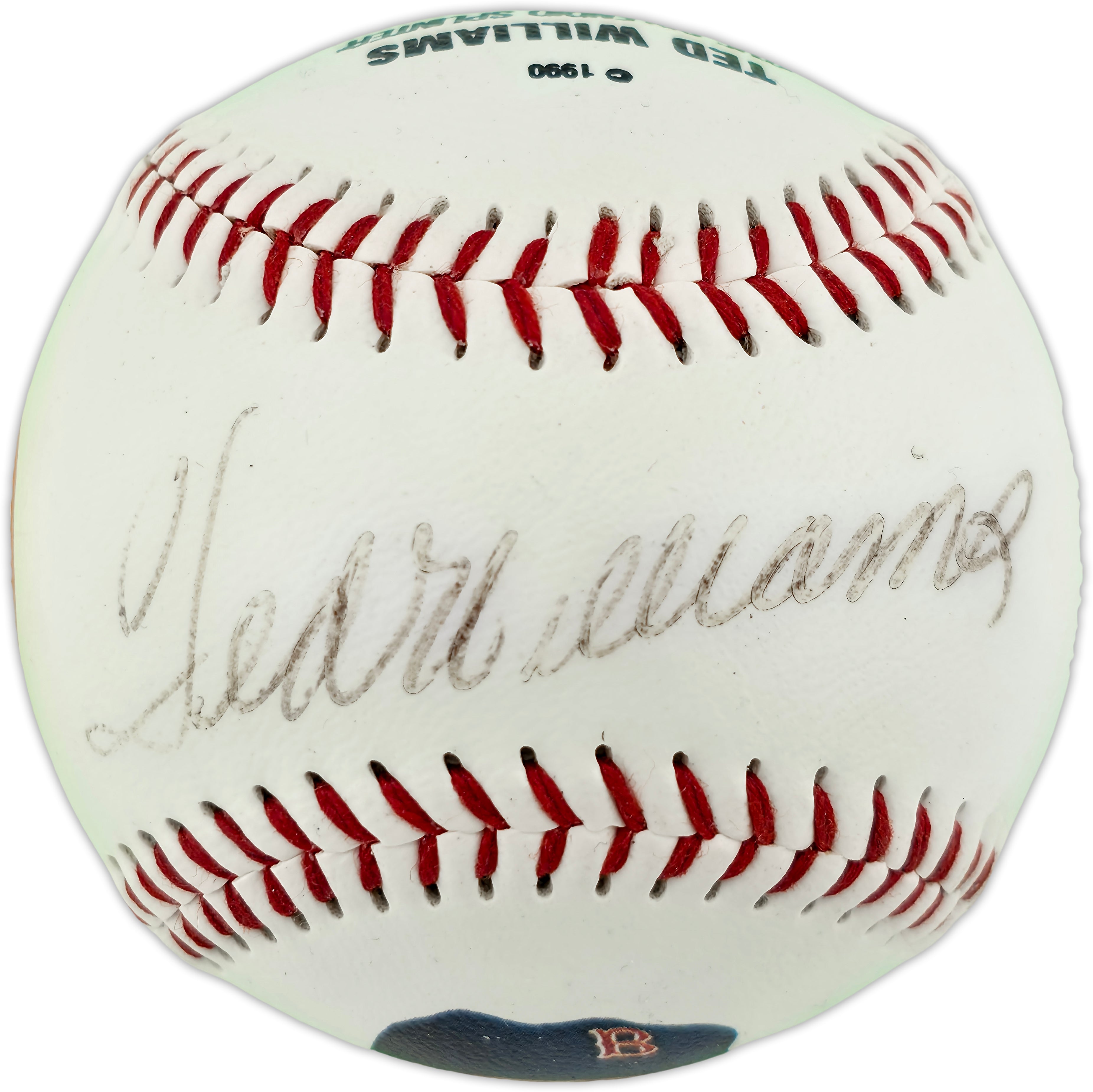 Ted Williams Autographed Official Fotoball Baseball Boston Red Sox Beckett BAS #AE85114