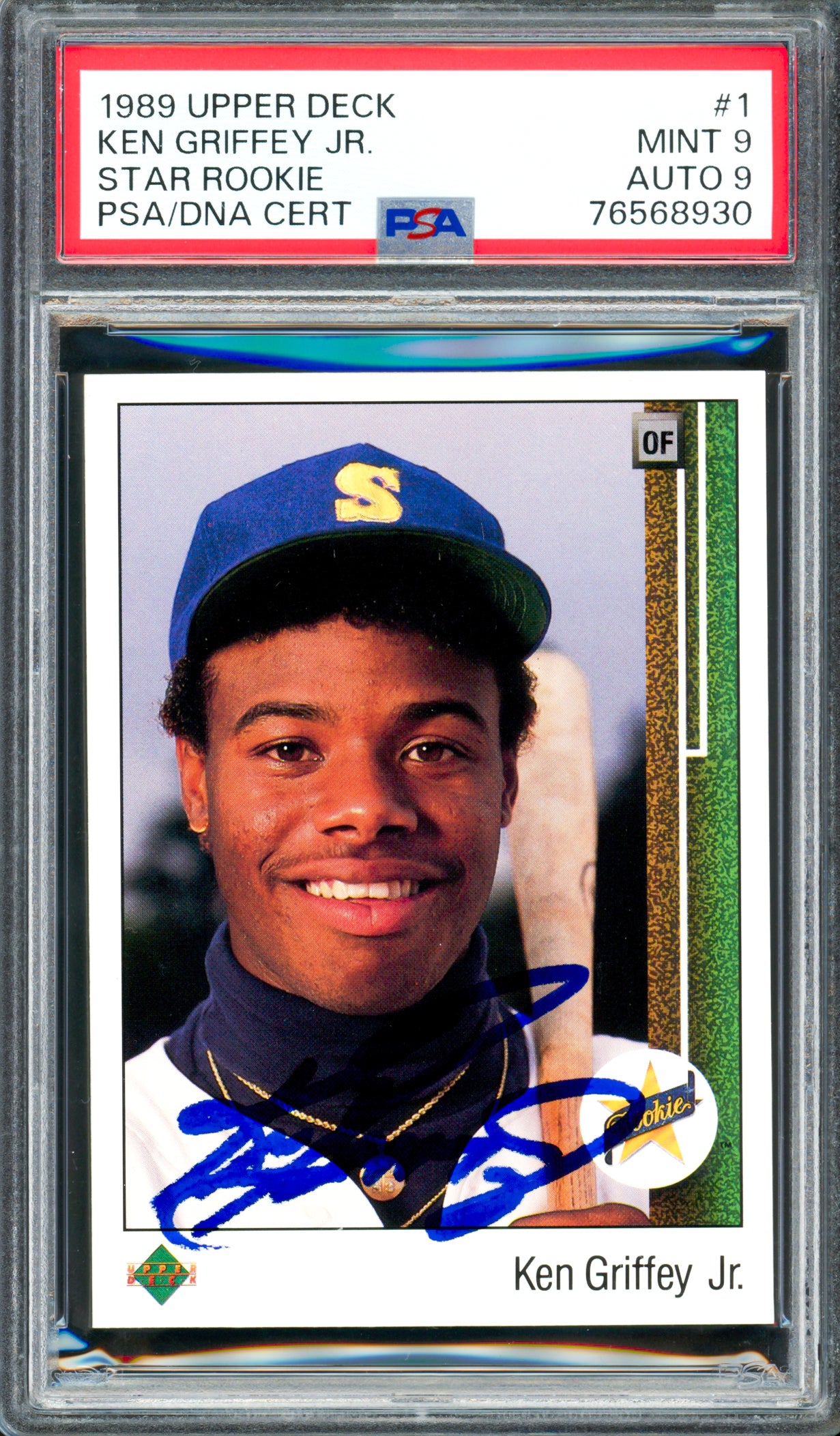 Ken Griffey Jr. Signed 1989 Upper Deck #1 Rookie Card PSA 9 / Auto Mint 9 - PSA/DNA