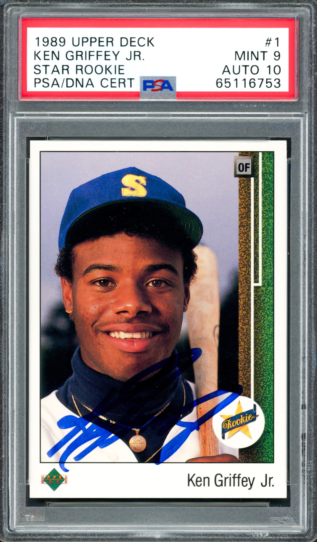 Ken Griffey Jr. Signed 1989 Upper Deck #1 Rookie Card PSA 9 / Auto 10 - PSA/DNA