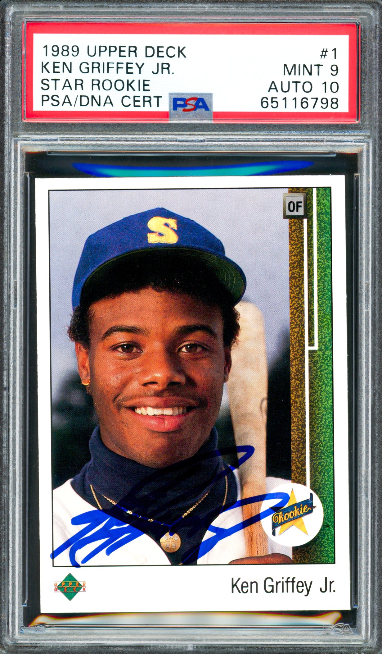 Ken Griffey Jr. Signed 1989 Upper Deck #1 Rookie Card PSA 9 / Auto 10 - PSA/DNA