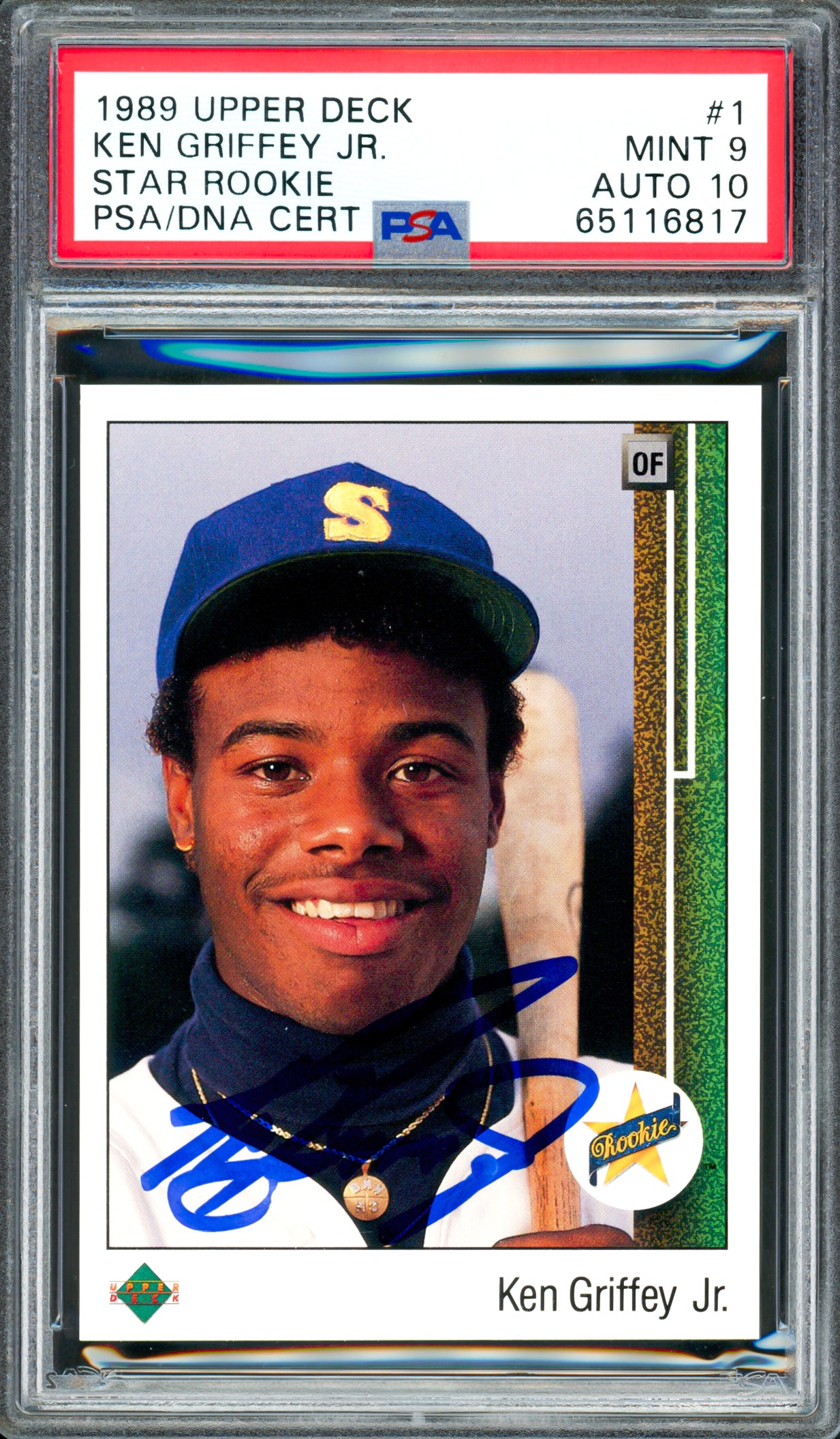 Ken Griffey Jr. Signed 1989 Upper Deck #1 Rookie Card PSA 9 / Auto 10 - PSA/DNA