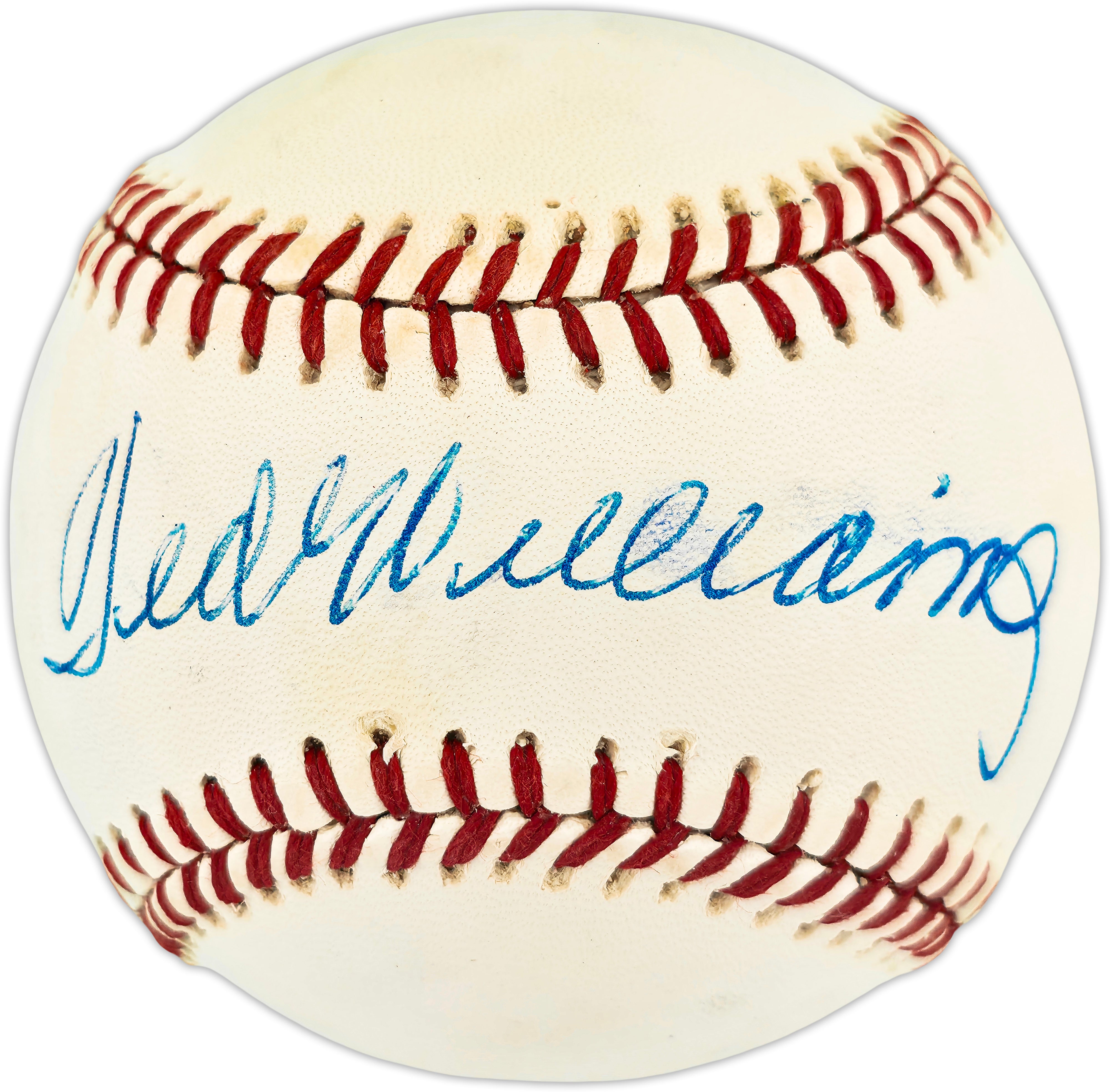 Boston Red Sox Ted Williams Signed Official American League Baseball - Beckett BAS Full-Page COA #AG020289