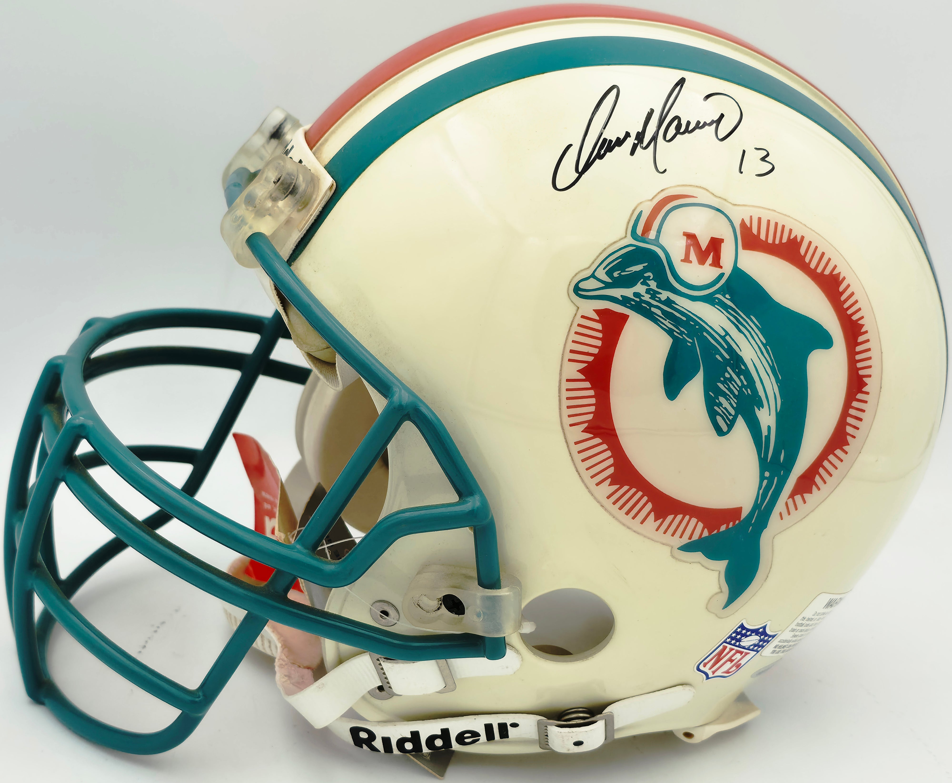Miami Dolphins Dan Marino Autographed White Full-Size Authentic Helmet - Upper Deck Authentication (Hologram #UDT23298)