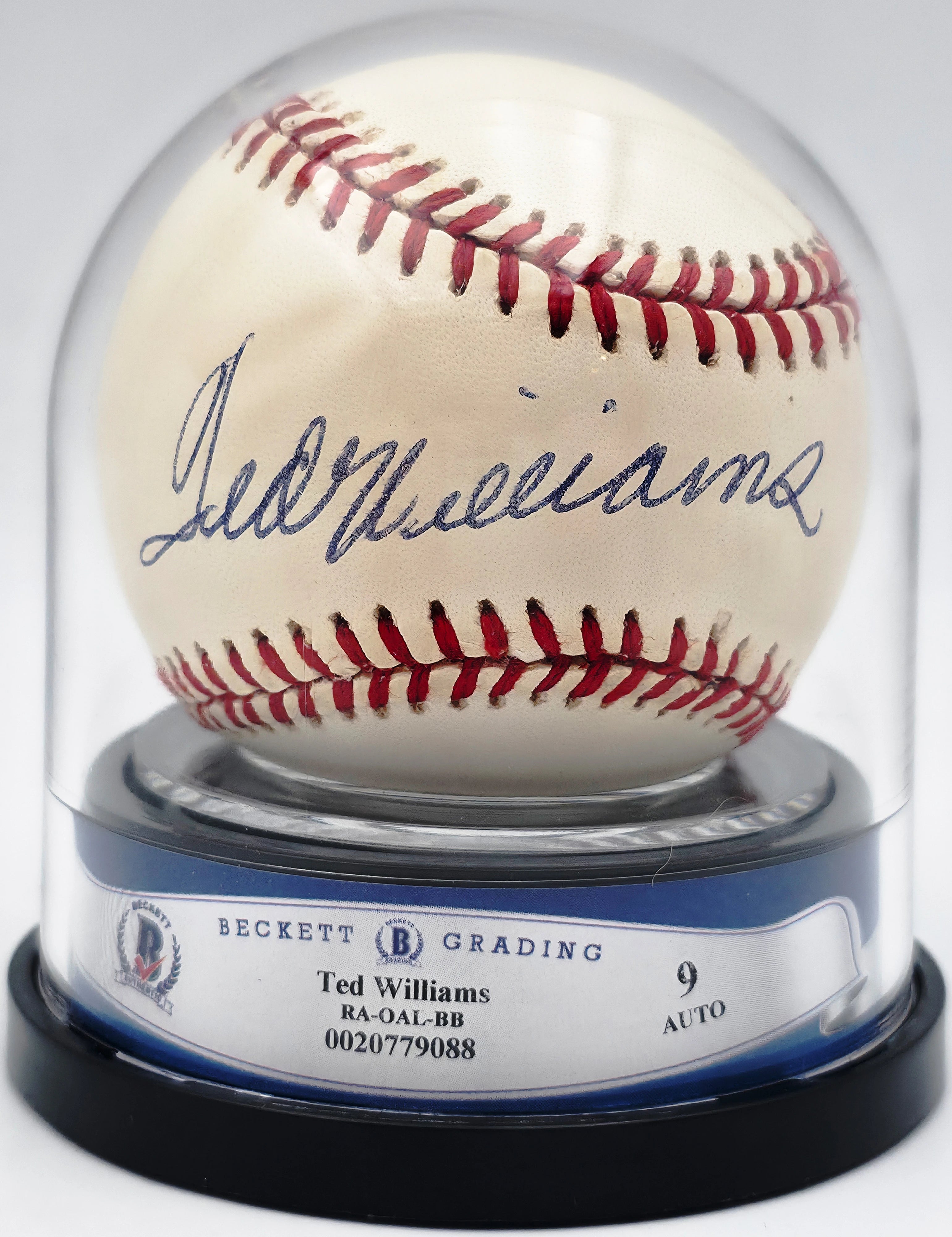 Boston Red Sox Ted Williams Autographed Official AL Baseball - BAS Auto Grade Mint 9 Encapsulated
