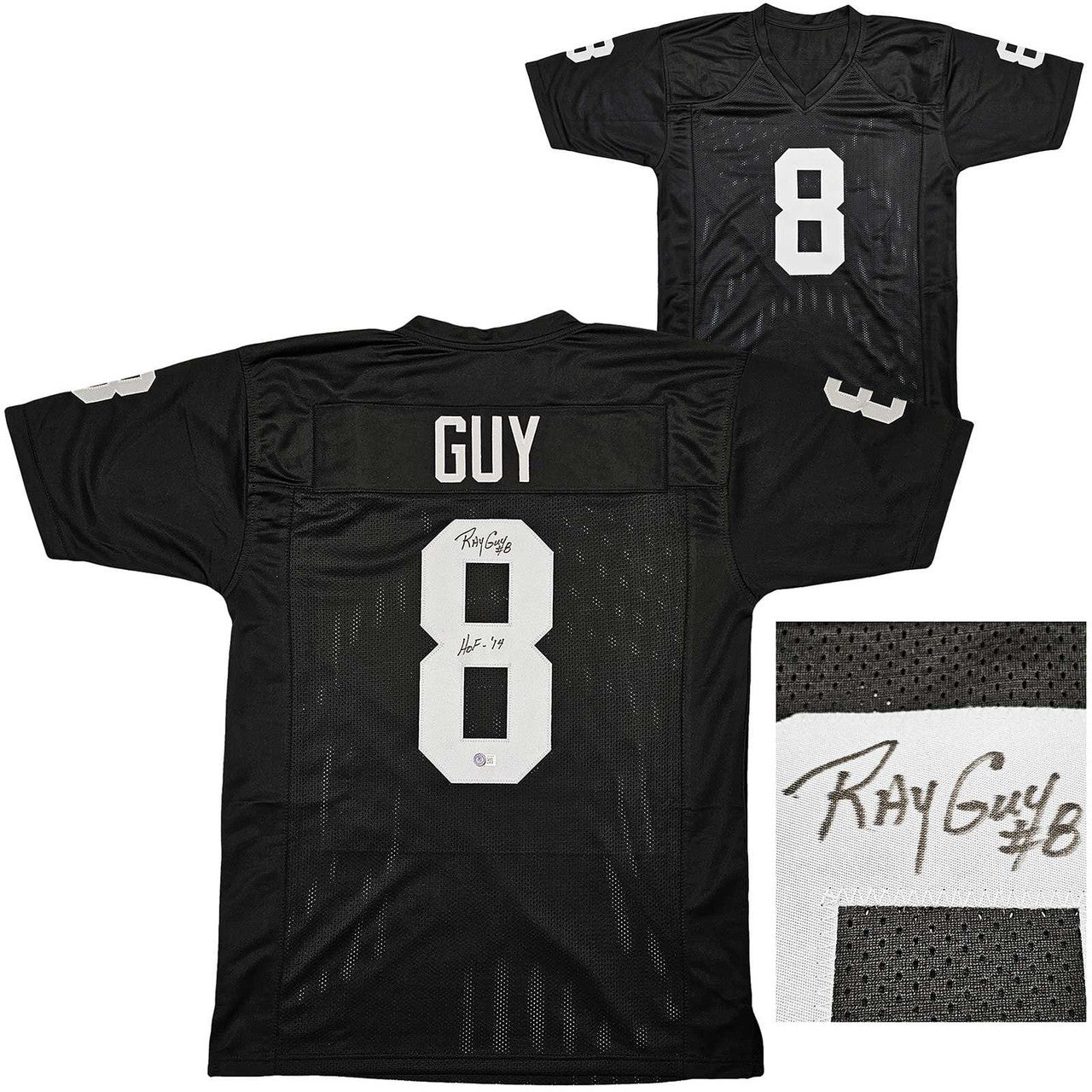 Ray Guy Autographed Oakland Raiders Black Jersey “HOF ’14” – Beckett BAS QR