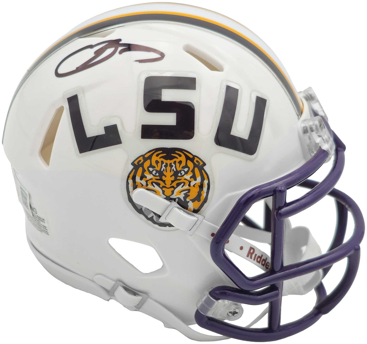 Odell Beckham Jr. Autographed LSU Tigers White Speed Mini Helmet Beckett BAS Witness!