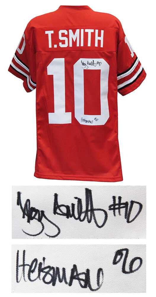 Ohio State Buckeyes Troy Smith Signed Red Jersey w/Heisman'06 - Schwartz Authenticated
