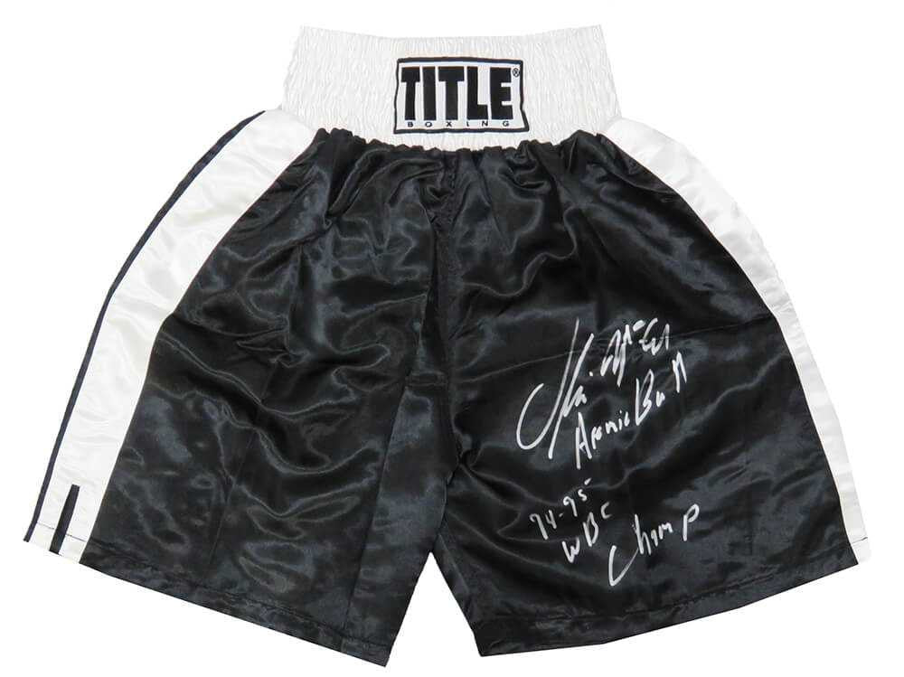 Oliver McCall Signed Title Black With White Trim Boxing Trunks w/Atomic Bull, 94-95 WBC Champ - Schwartz Authenticated