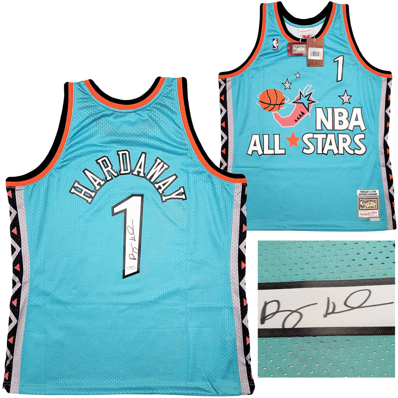 Orlando Magic Anfernee Penny Hardaway Autographed Teal Authentic Mitchell & Ness All Star Game Feb 11,1996 Hardwood Classic Swingman Jersey Size XL PSA/DNA Stock #208256