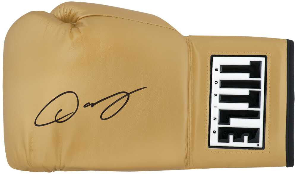 Oscar De La Hoya Signed Title Gold Boxing Glove - Schwartz Authenticated