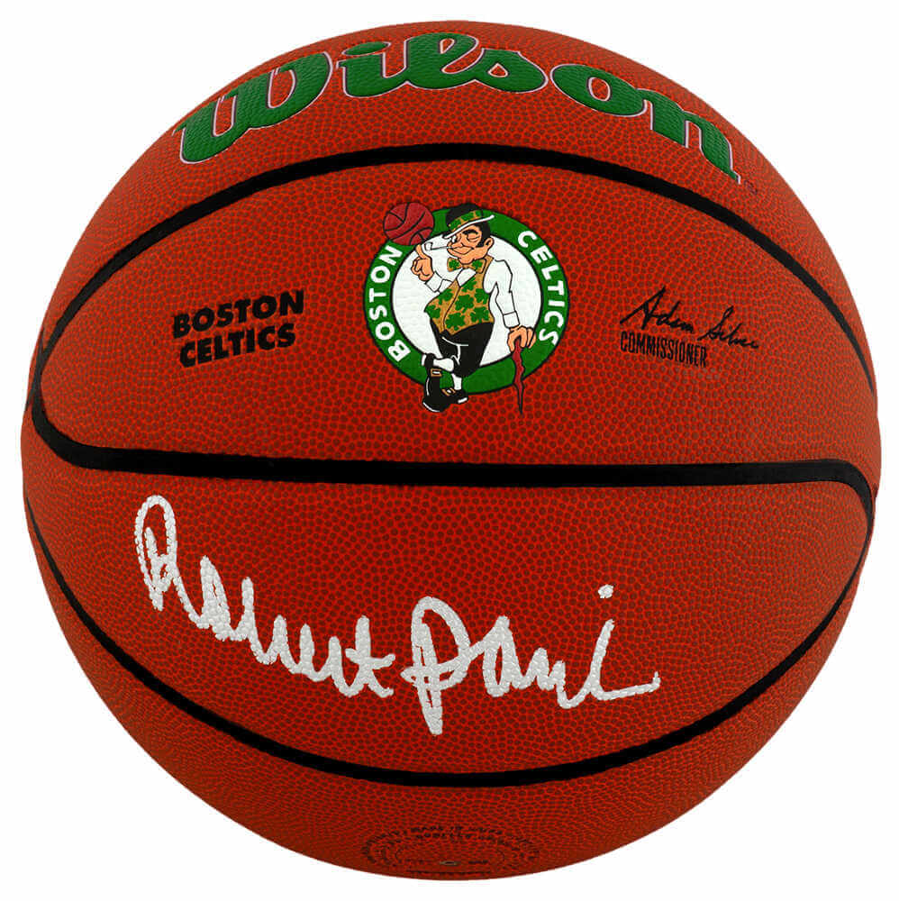 Robert Parish Autographed Boston Celtics Logo Wilson NBA Basketball - Schwartz Authenticated