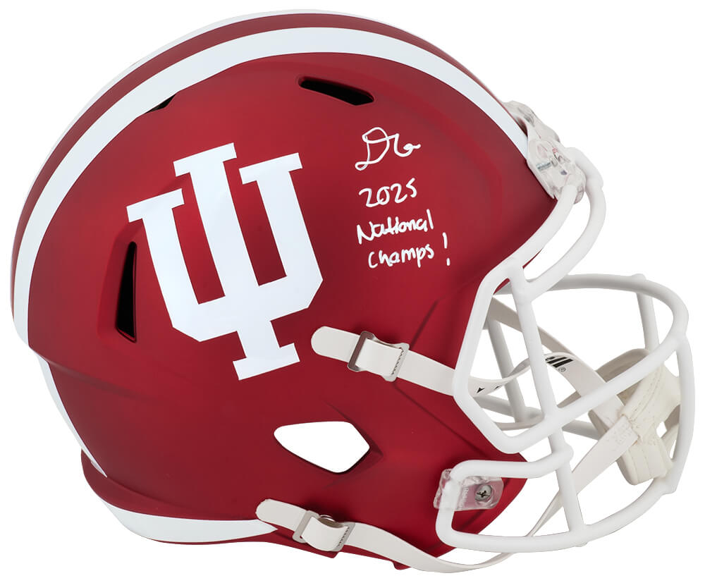 D'Angelo Ponds Signed Indiana Hoosiers Riddell Full Size Speed Replica Helmet w/2025 National Champs