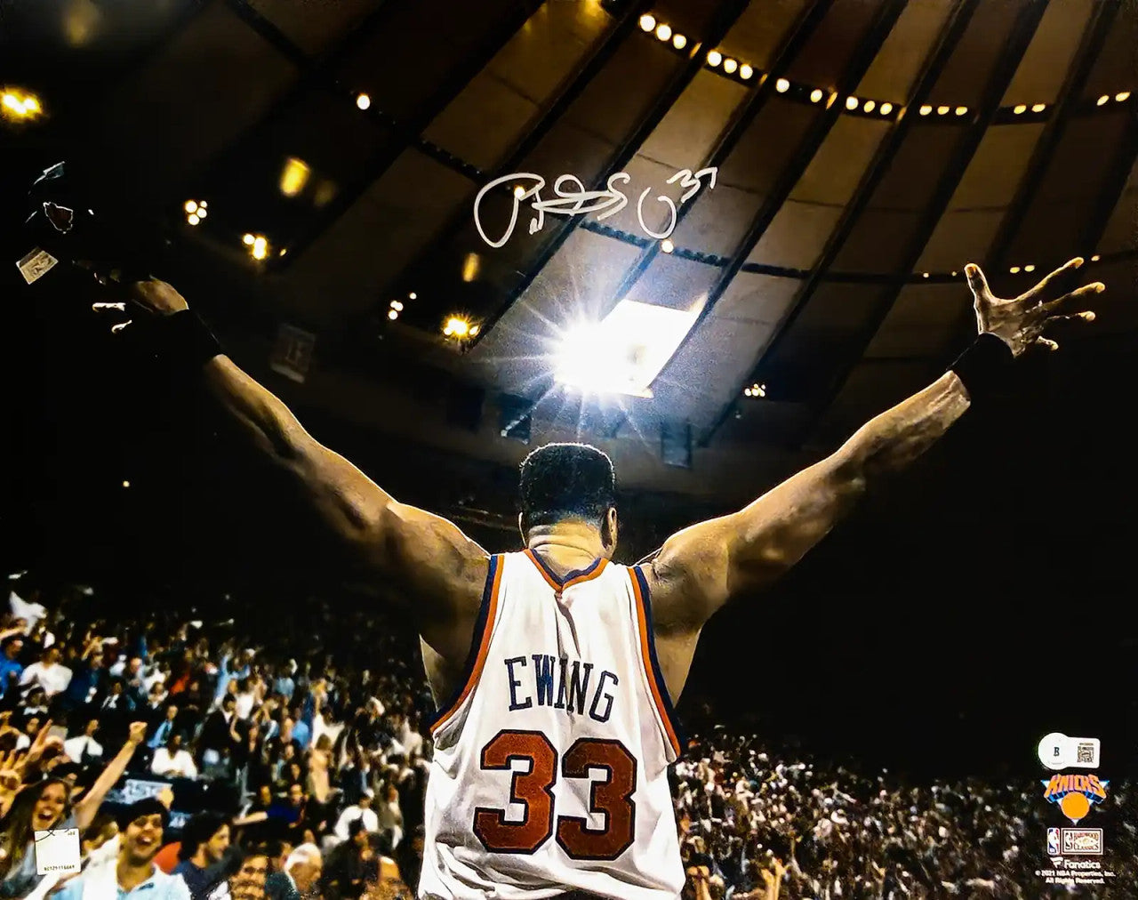 Patrick Ewing Autographed 16x20 Photo New York Knicks Beckett BAS Witness