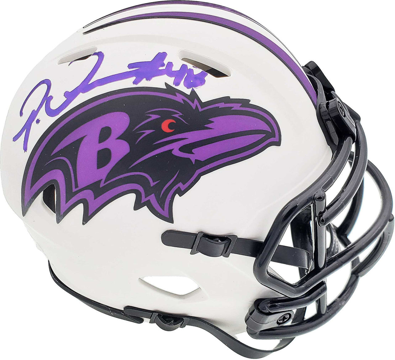 Patrick Queen Autographed Baltimore Ravens Lunar Eclipse White Mini Helmet Beckett BAS