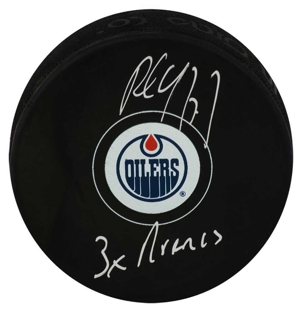 Paul Coffey Signed Edmonton Oilers Logo Hockey Puck w/3x Norris - Schwartz Authenticated