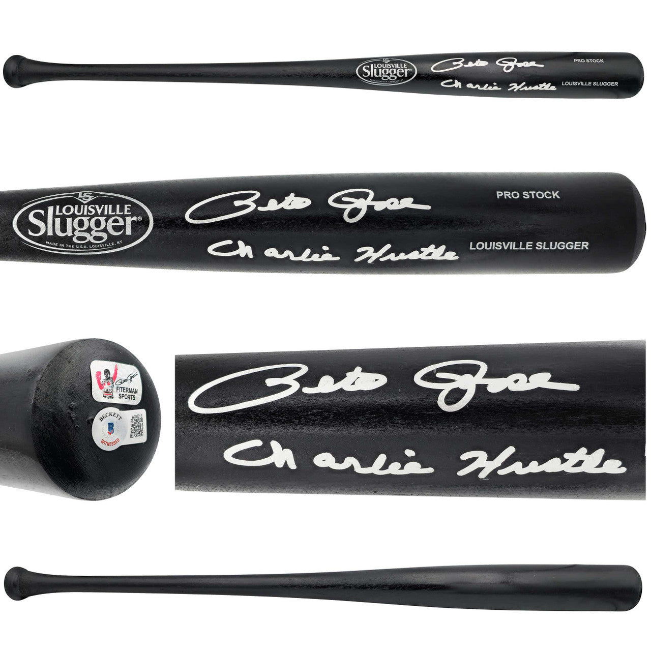 Pete Rose Autographed Black Louisville Slugger Bat "Charlie Hustle" – BAS Witness