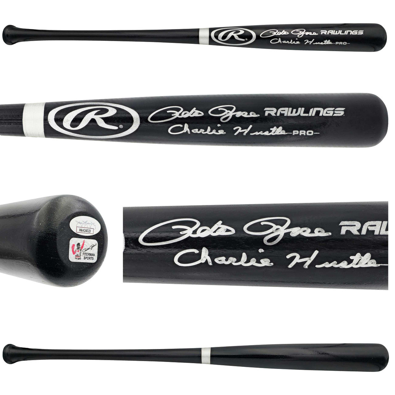 Pete Rose Autographed Black Rawlings Pro Baseball Bat "Charlie Hustle" – JSA