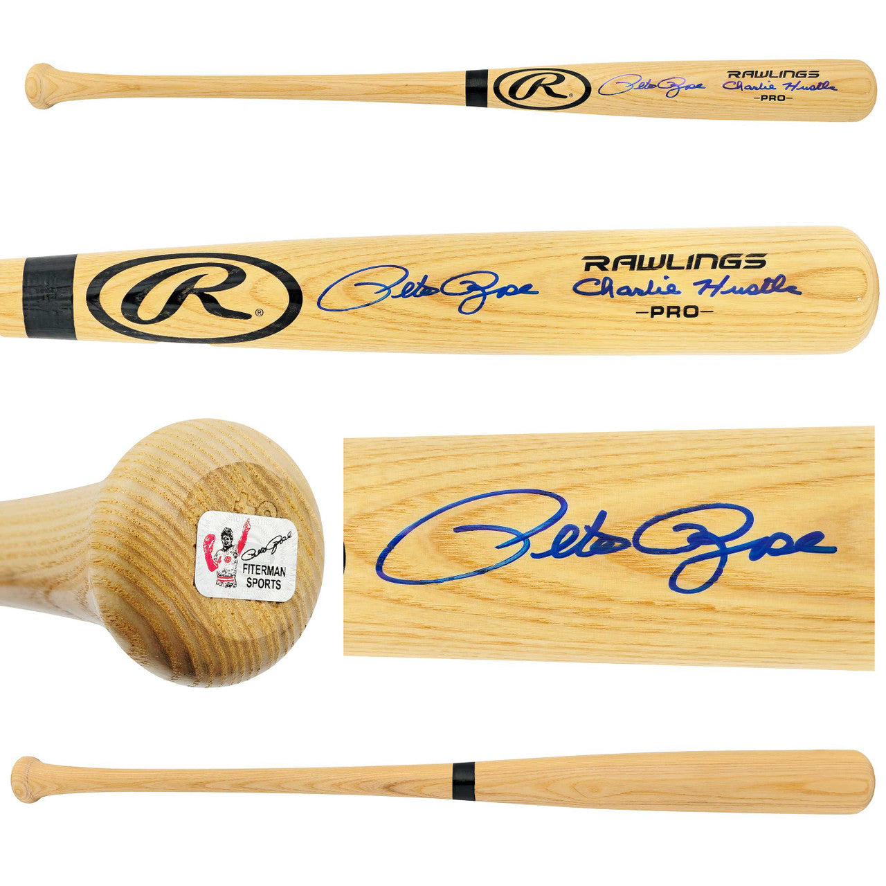 Pete Rose Autographed Blonde Rawlings Pro Bat "Charlie Hustle" – PR Holo