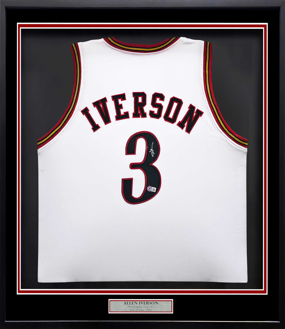 Allen Iverson Autographed Framed White Jersey – BAS Witness