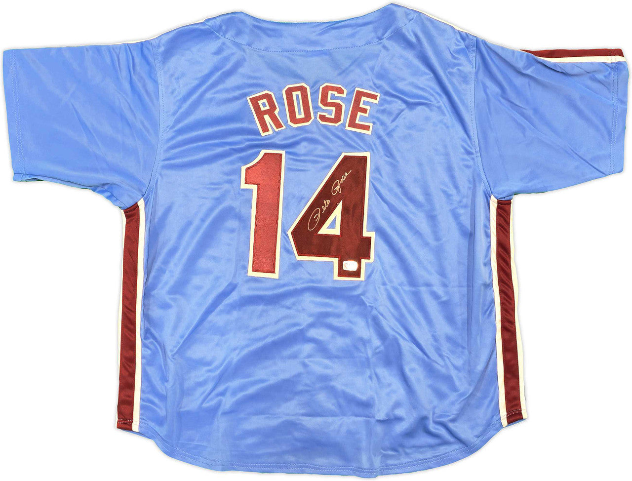 Pete Rose Autographed Philadelphia Phillies Blue & Red Jersey – PR Holo