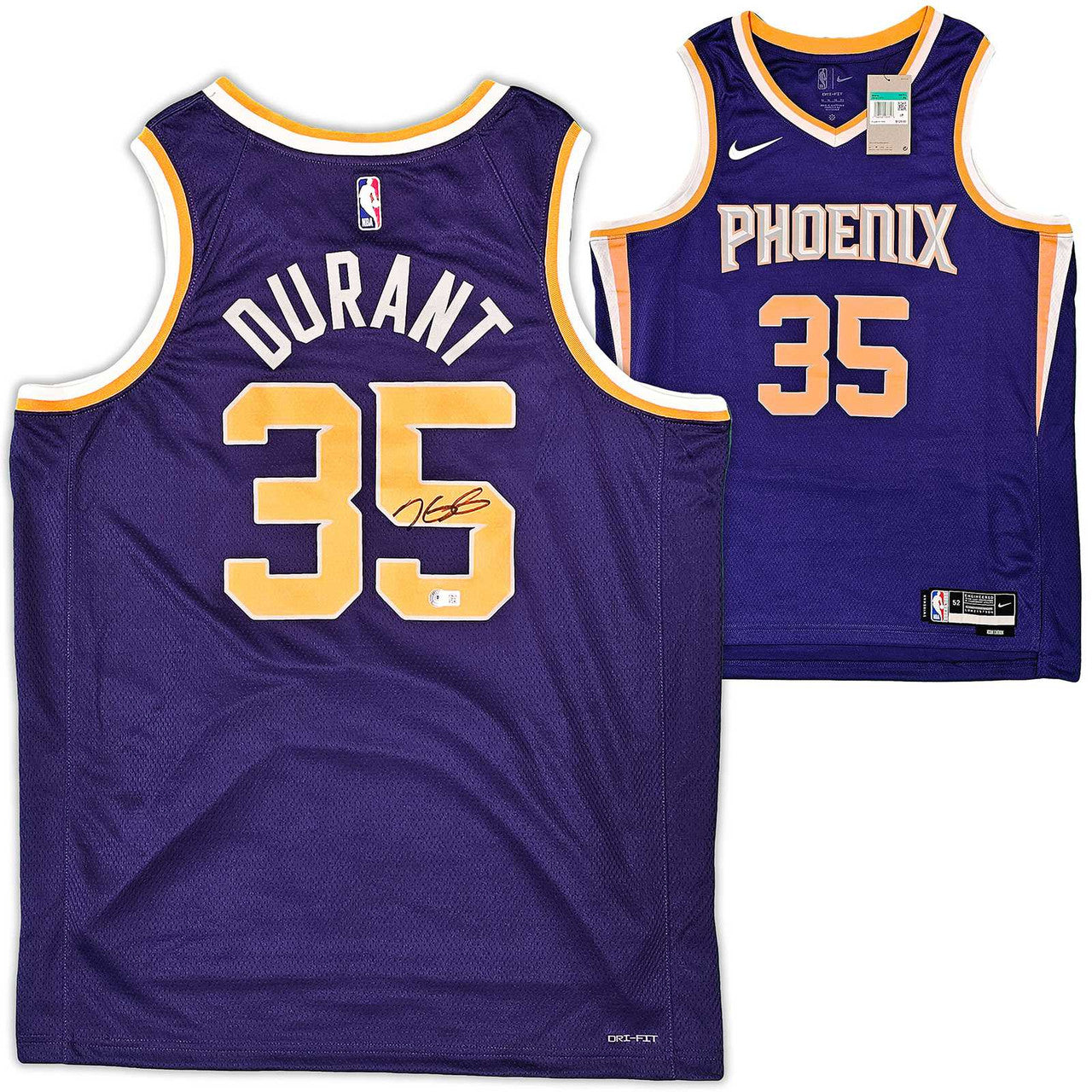 Phoenix Suns Kevin Durant Autographed Purple Nike Icon Edition Jersey Size 48 Beckett BAS QR
