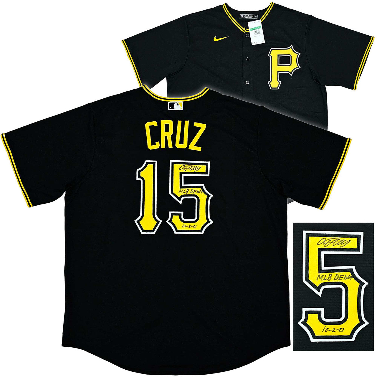 Pittsburgh Pirates Oneil Cruz Autographed Black Nike Jersey Size L "MLB Debut 10-2-21" Beckett BAS QR