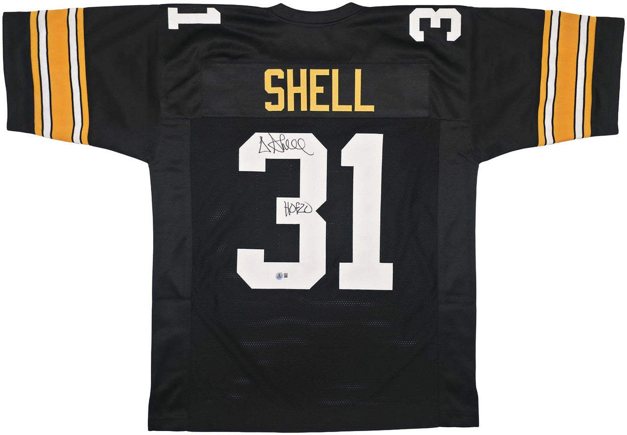 Pittsburgh Steelers Donnie Shell Autographed Black Jersey "HOF 20" Beckett BAS Witness
