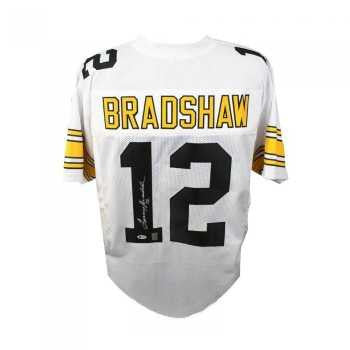 Terry Bradshaw Signed Pittsburgh Steelers White Jersey – BAS COA
