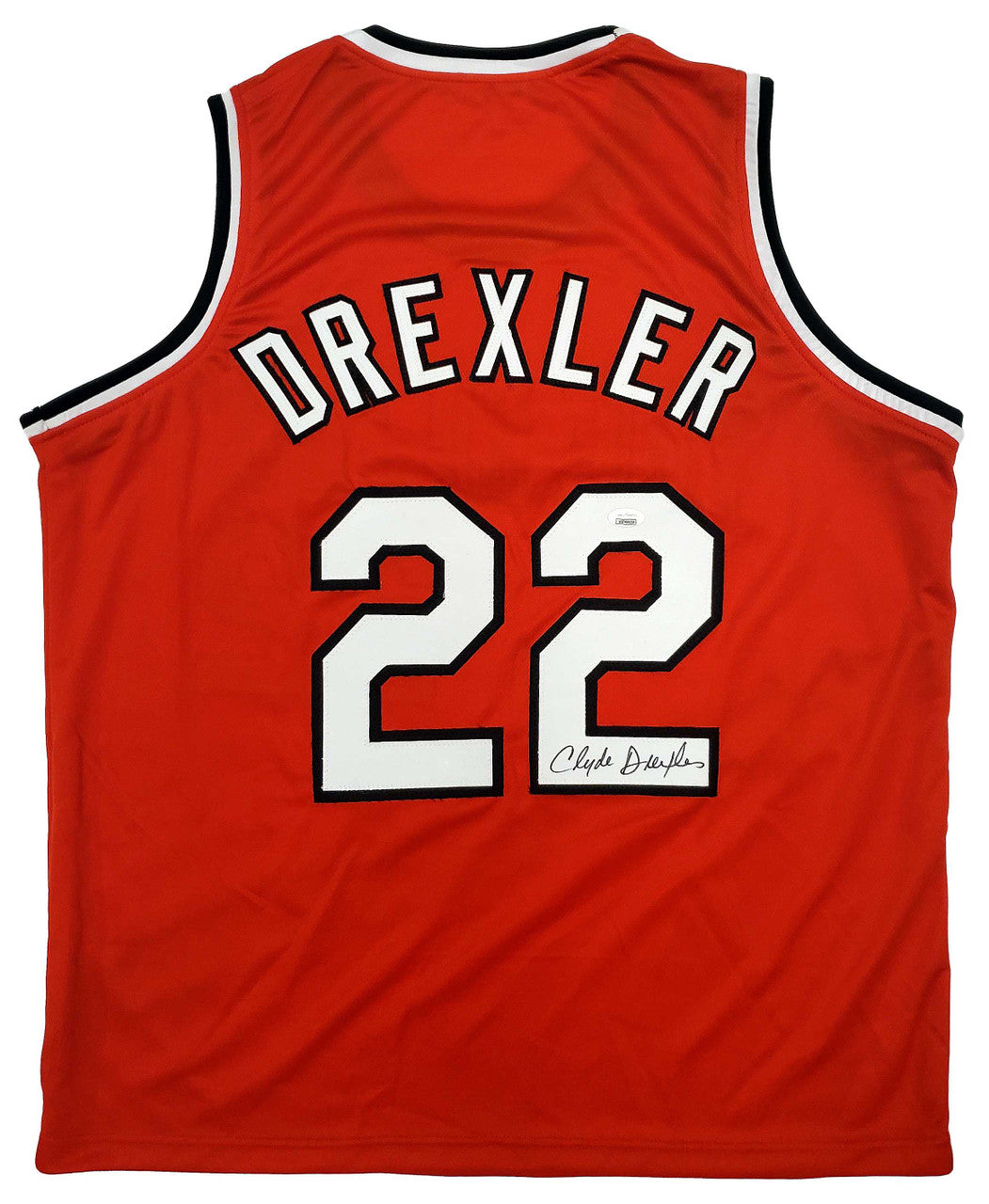 Portland Trail Blazers Clyde Drexler Autographed Red Jersey JSA
