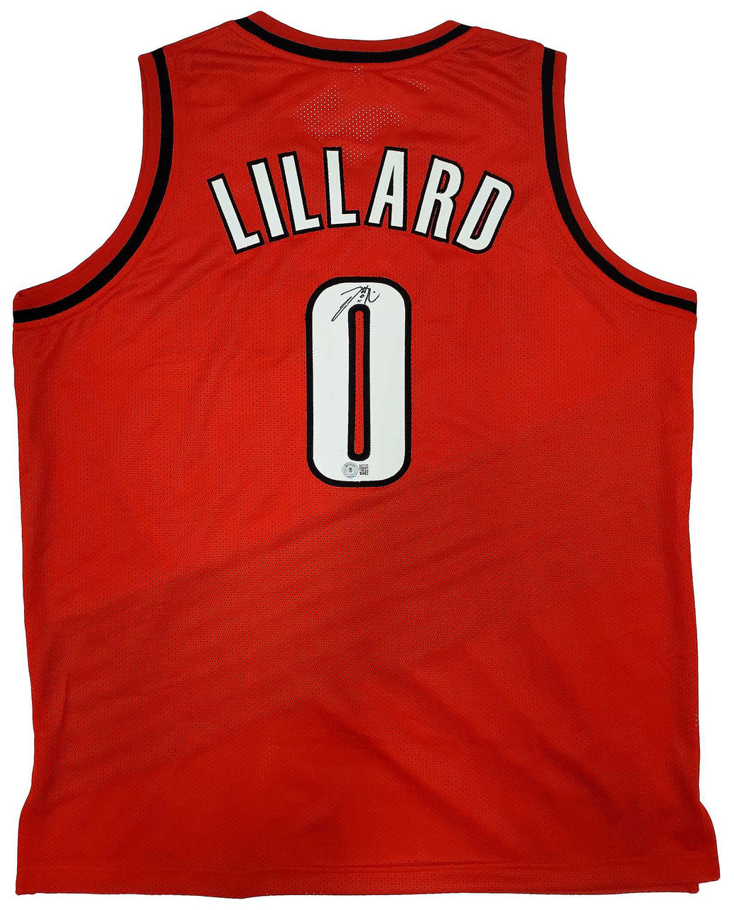 Portland Trail Blazers Damian Lillard Autographed Red Jersey Beckett BAS