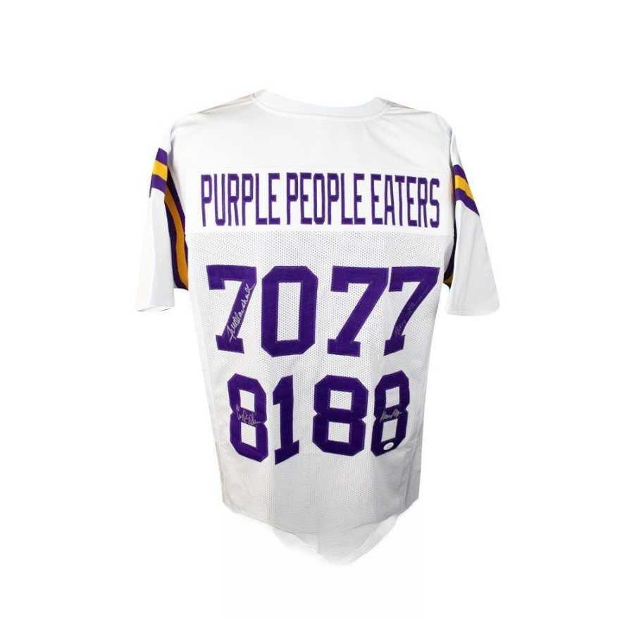 Purple People Eaters Autographed Minnesota Vikings White Jersey - JSA