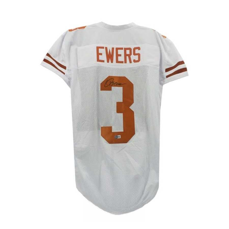 Quinn Ewers Autographed Texas Longhorns Game Cut White Jersey - Beckett