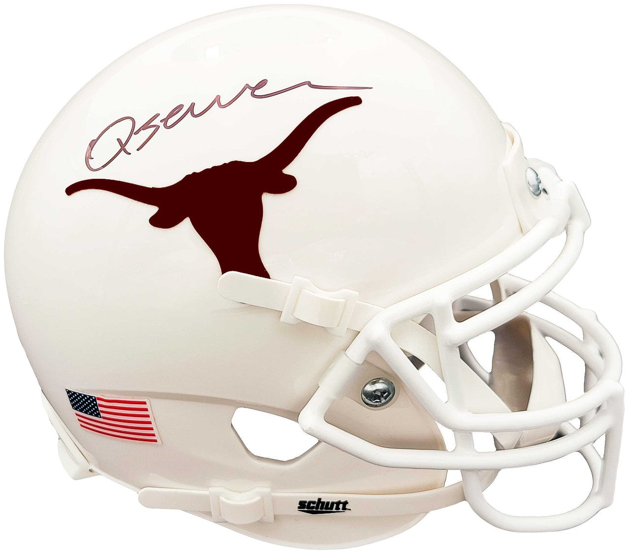 Quinn Ewers Autographed Texas Longhorns White Schutt Mini Helmet – Beckett BAS QR