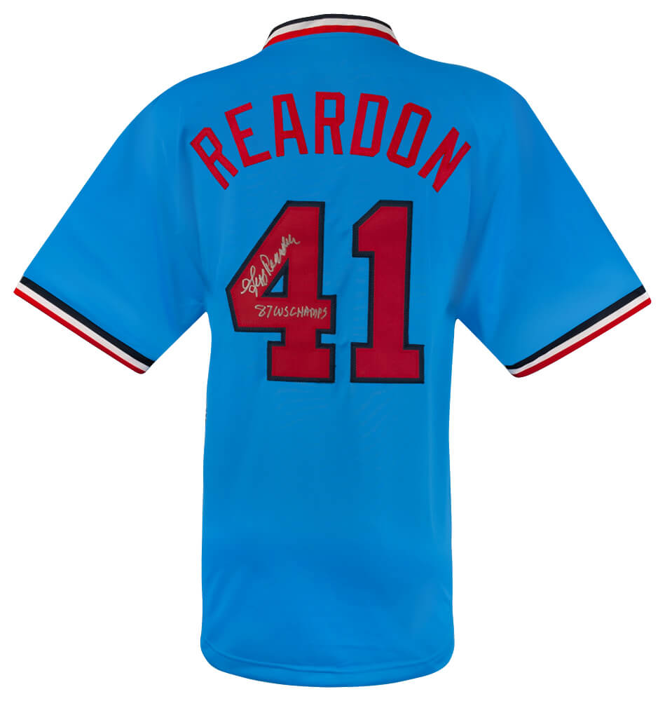 Minnesota Twins Jeff Reardon Signed Baby Blue Throwback Custom Baseball Jersey w/87 WS Champs