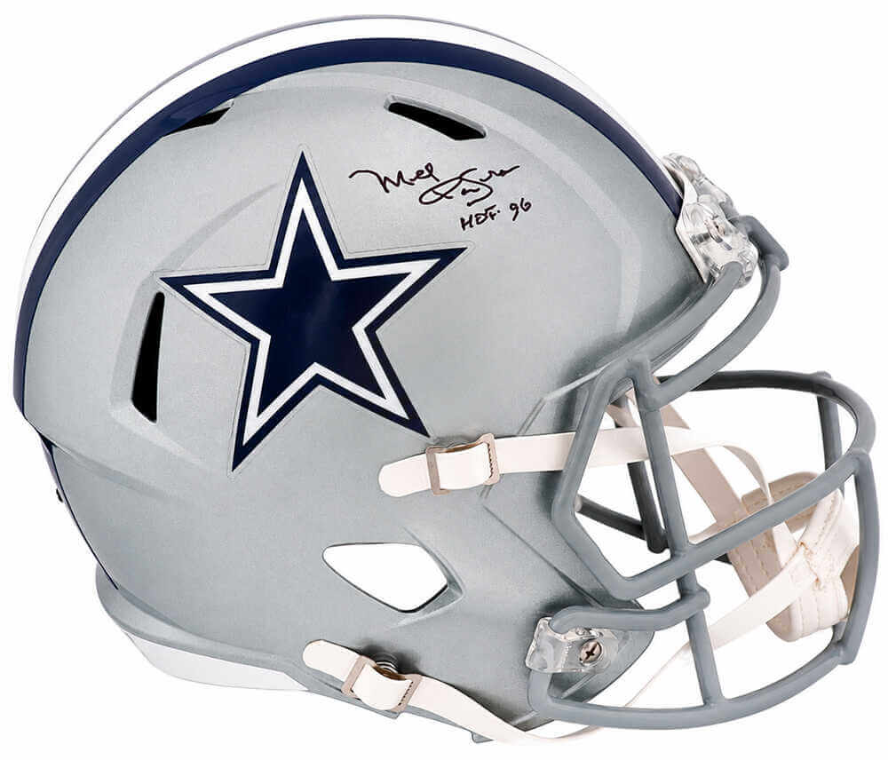 Mel Renfro Autographed Dallas Cowboys Riddell Full-Size Speed Replica Football Helmet w/ "HOF '96" Inscription - Schwartz Sports Authenticated