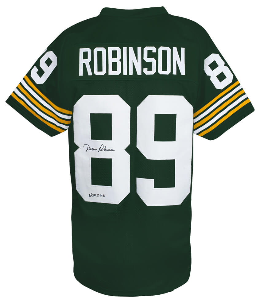Green Bay Packers Dave Robinson Signed Green Custom Jersey w/HOF 2013