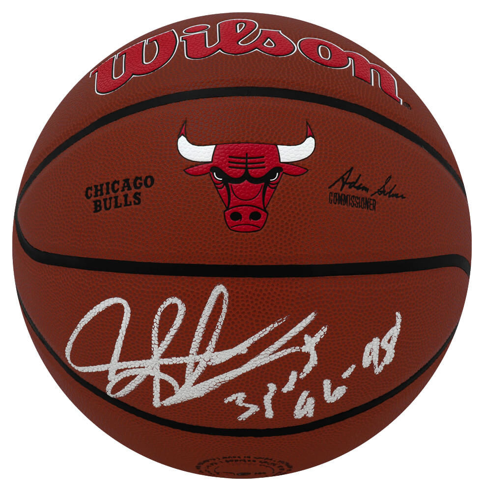 Dennis Rodman Signed Chicago Bulls Logo Wilson Alliance NBA Basketball w/3-Peat 96-98