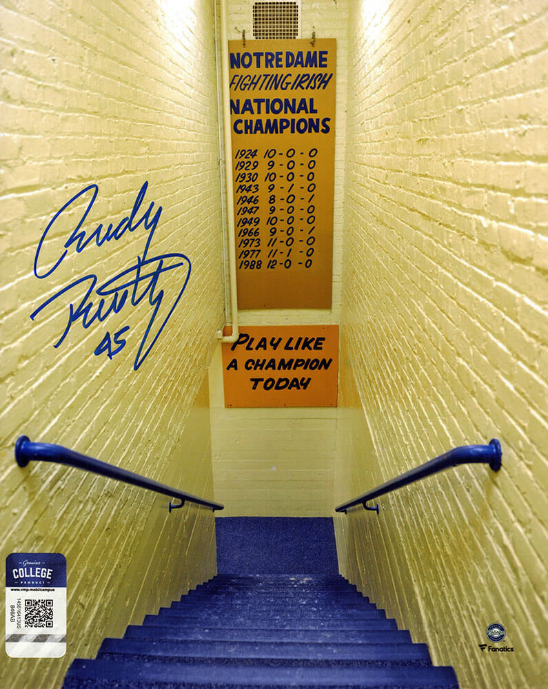 Rudy Ruettiger Signed Notre Dame Fighting Irish Play Like A Champion Today 8x10 Photo - Schwartz