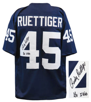 Notre Dame Fighting Irish Rudy Ruettiger Signed Navy Throwback Custom Football Jersey w/Go Irish