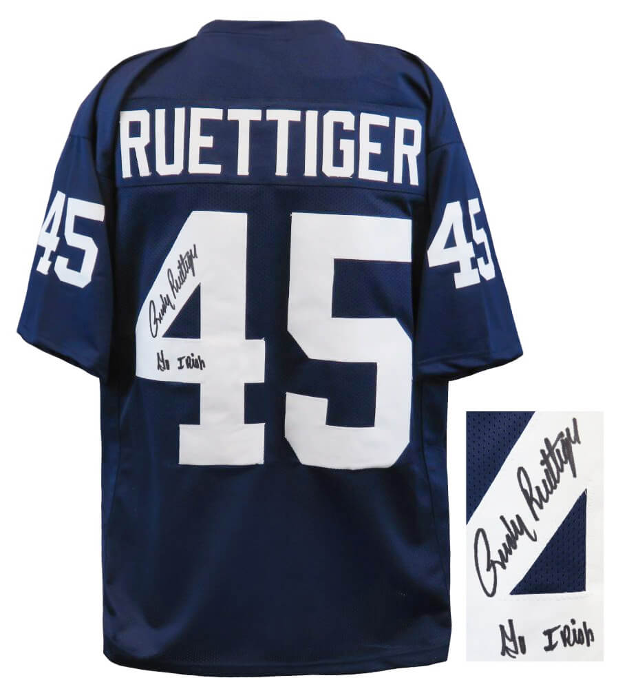 Notre Dame Fighting Irish Rudy Ruettiger Signed Navy Throwback Custom Football Jersey w/Go Irish