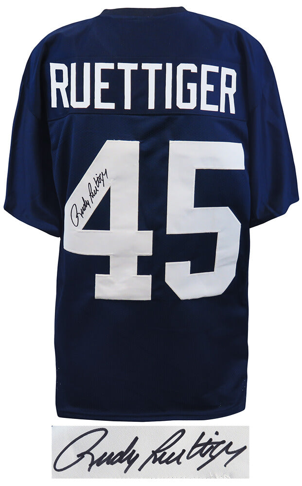 Notre Dame Fighting Irish  Rudy Ruettiger Signed Navy T/B Custom Football Jersey