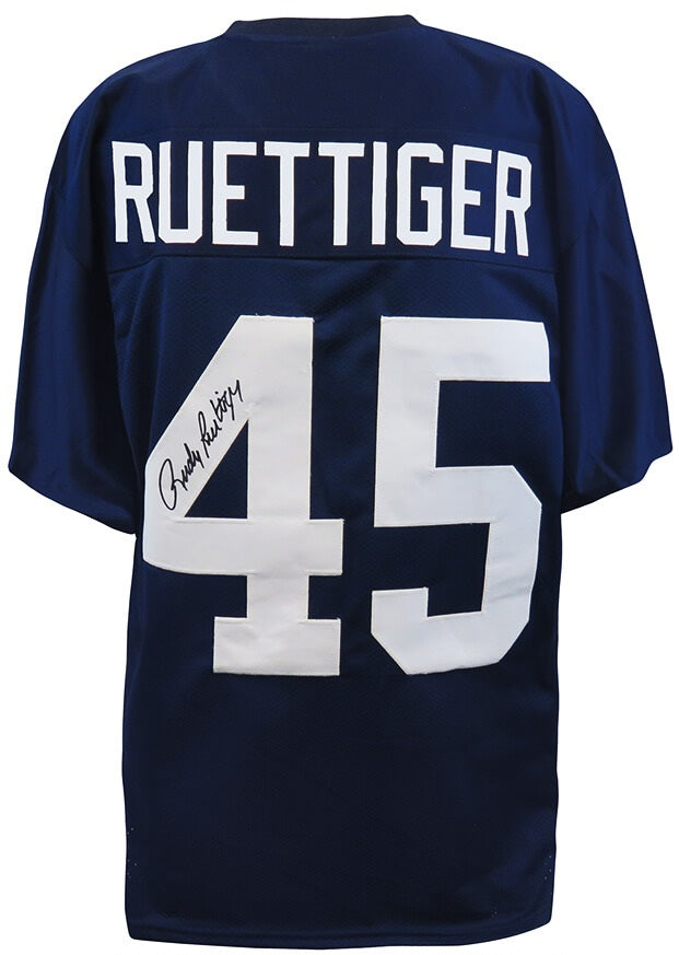 Notre Dame Fighting Irish Rudy Ruettiger Autographed Navy Throwback Custom Football Jersey - Schwartz Sports COA