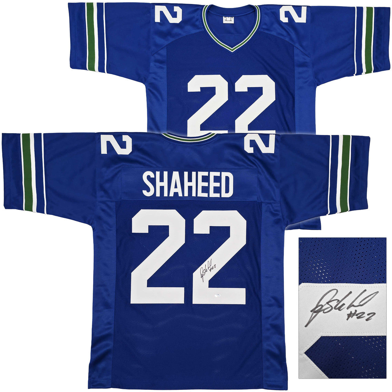 Rashid Shaheed Autographed Custom Blue Football Jersey – Seattle Seahawks Style – MCS Hologram