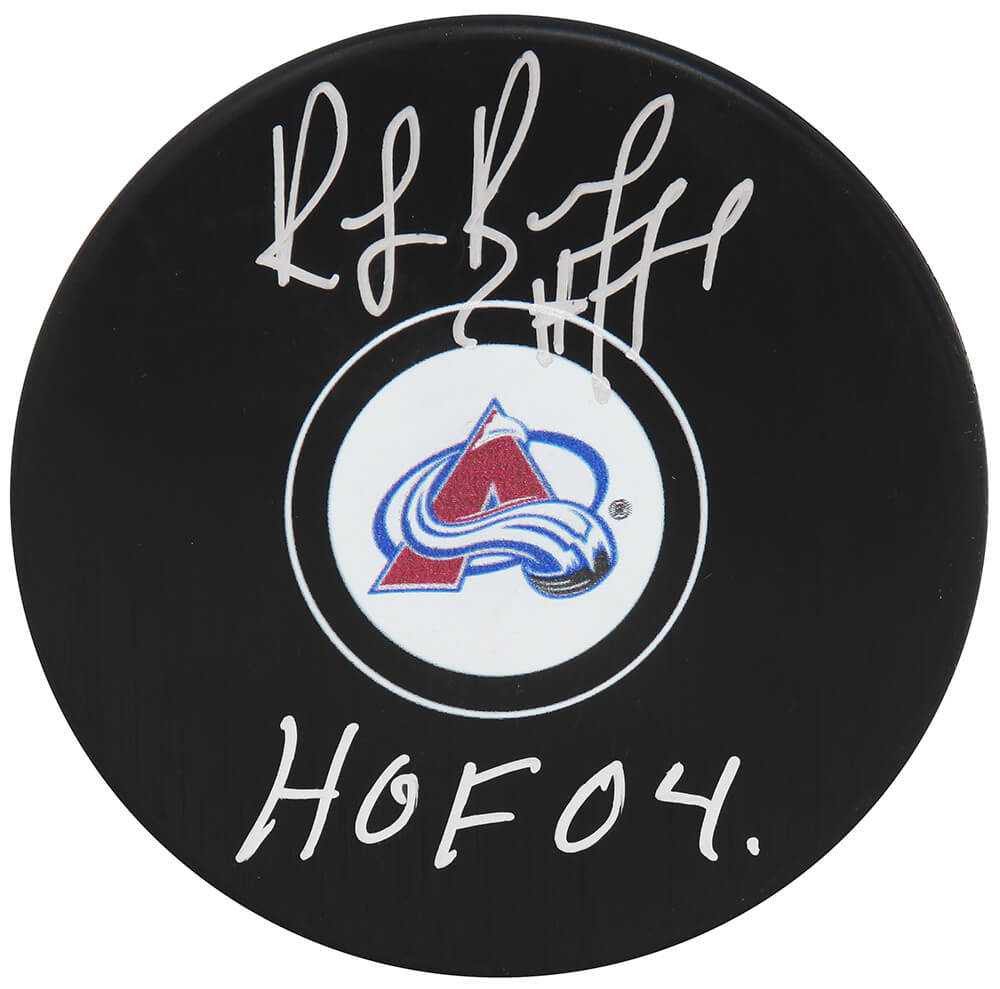 Ray Bourque Signed Colorado Avalanche Logo Hockey Puck w/HOF'04
