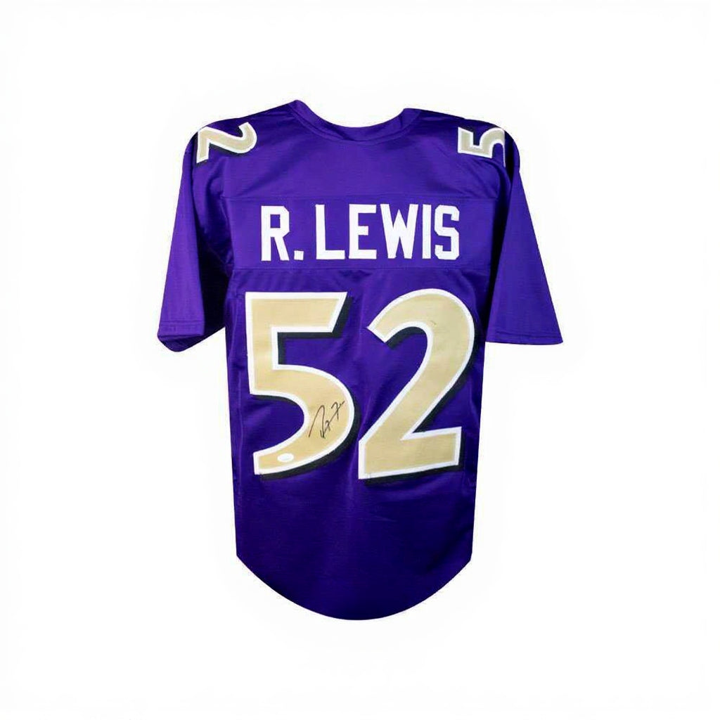 Ray Lewis Autographed Baltimore Ravens Purple Custom Football Jersey (JSA COA)