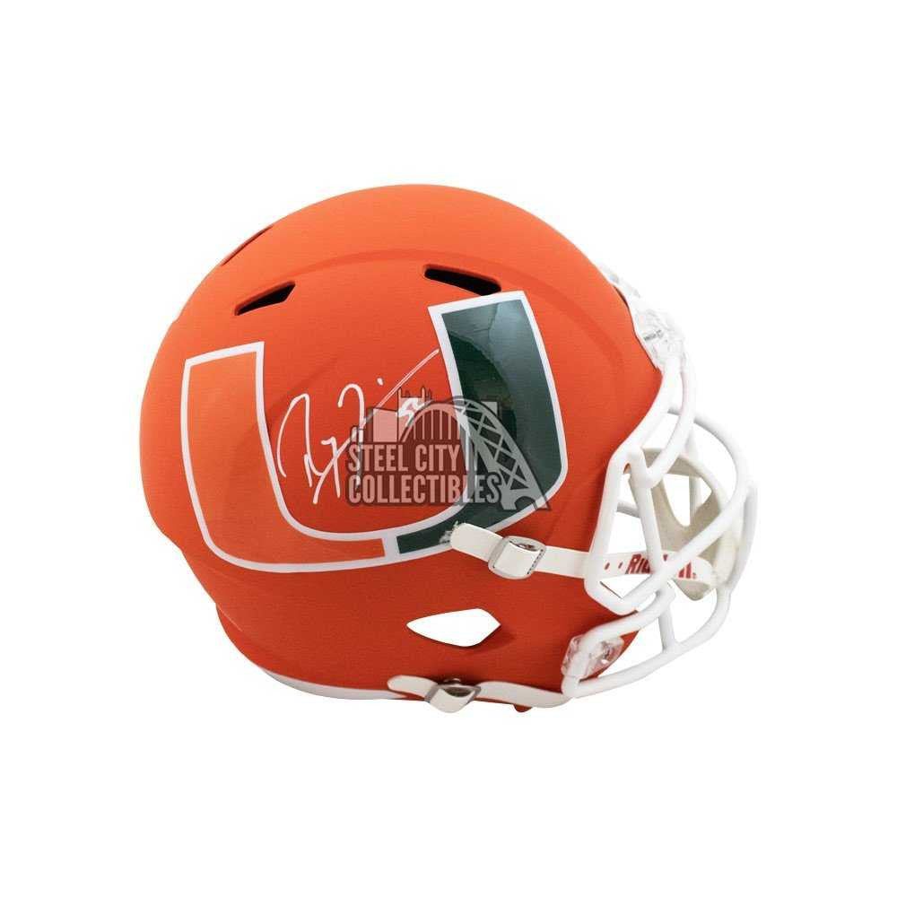 Ray Lewis Autographed Miami Hurricanes AMP Full-Size Replica Helmet – Beckett BAS COA