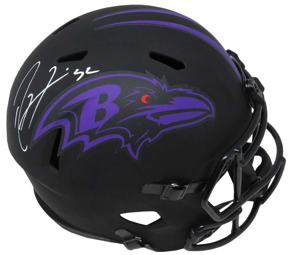 Ray Lewis Signed Baltimore Ravens Eclipse Black Matte Riddell Full Size Speed Helmet - Schwartz Authenticated