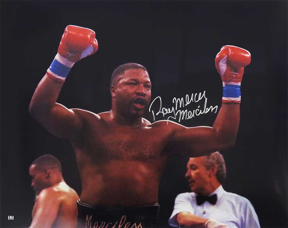 Ray Mercer Signed  Boxing Arms Raised 16x20 Photo w/Merciless - Schwartz Authenticated