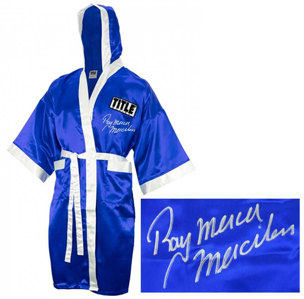 Ray Mercer Signed Title Blue With White Trim Boxing Robe w/Merciless - Schwartz Authenticated